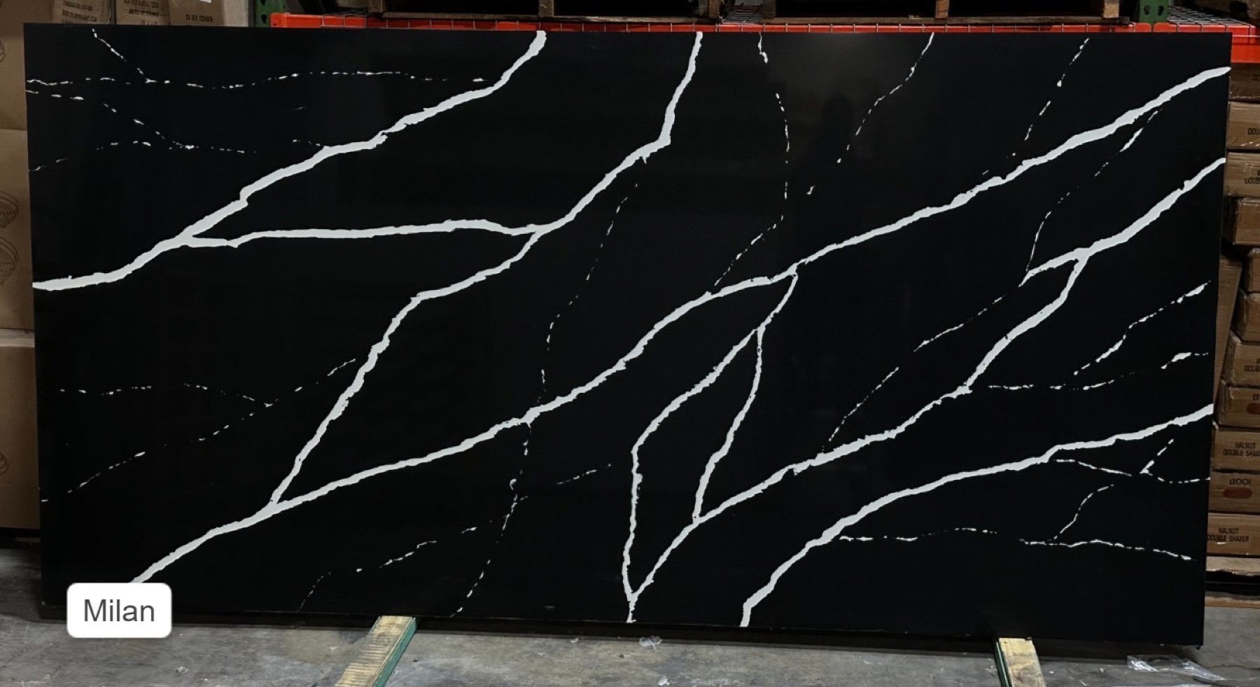 Black porcelain slab with white veining