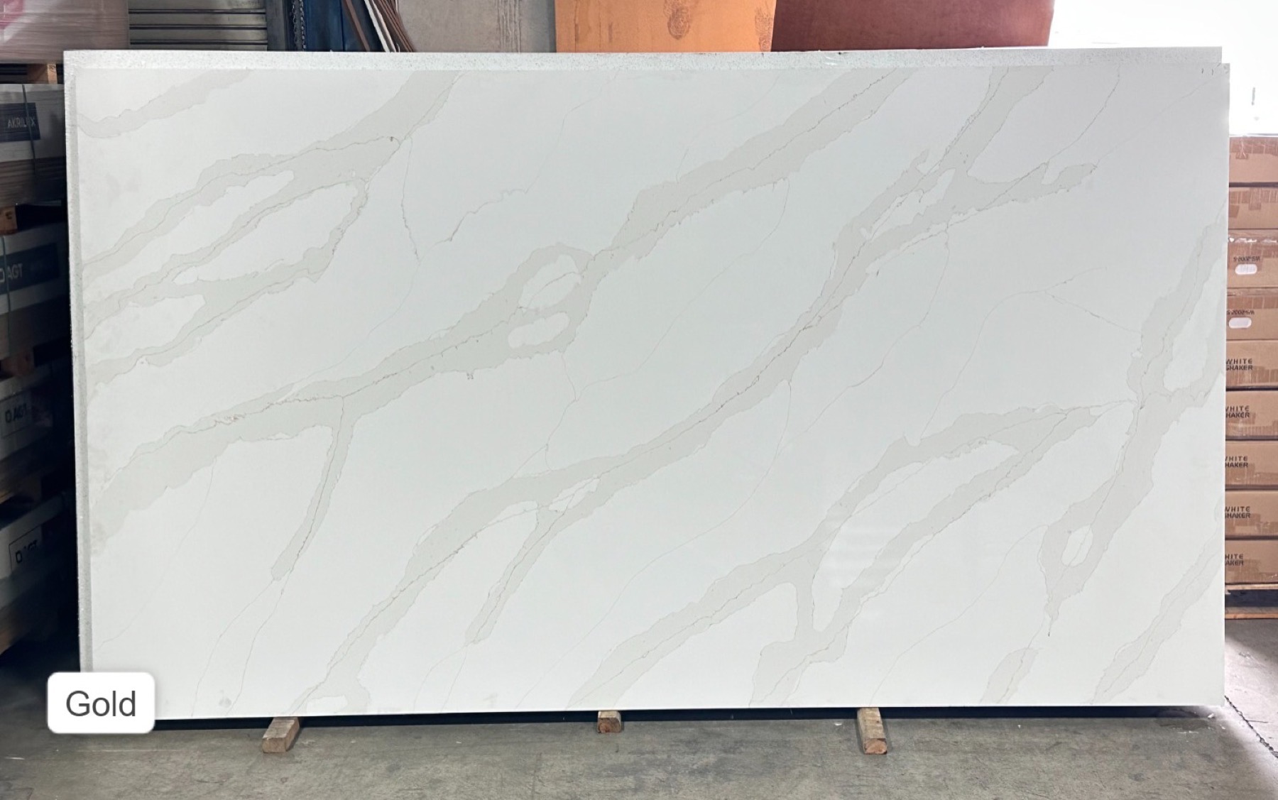 White veined quartz slab